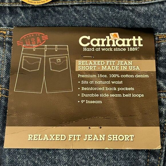Vintage Carhartt Made in USA Relaxed Fit Jean Shorts NWT | 15oz Denim size 31 - Picture 7 of 13